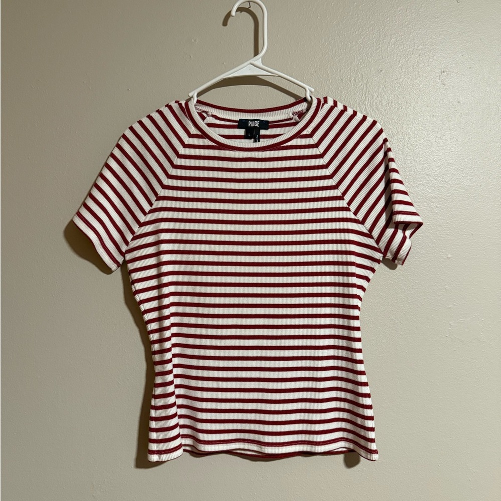 Not for sale- PAIGE Women's Bijou Tee Red and White Striped Top Size Large